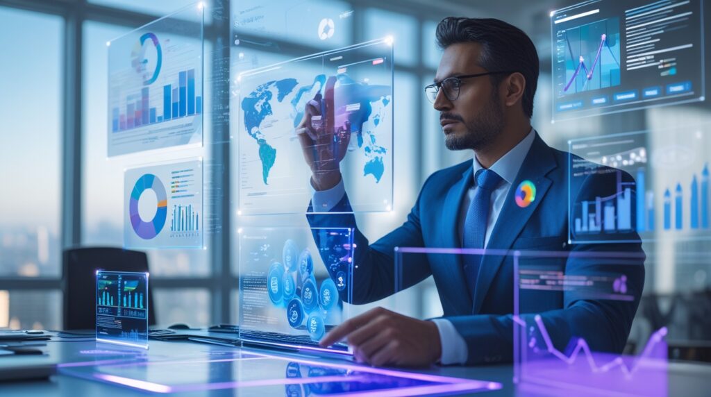 Executivo brasileiro em escritório moderno